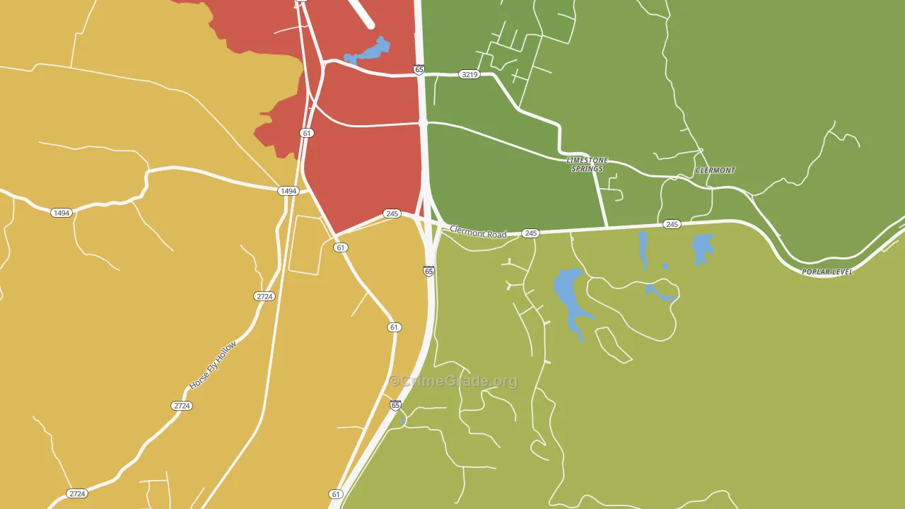 Limestone Springs, KY Map of Burglary Rates