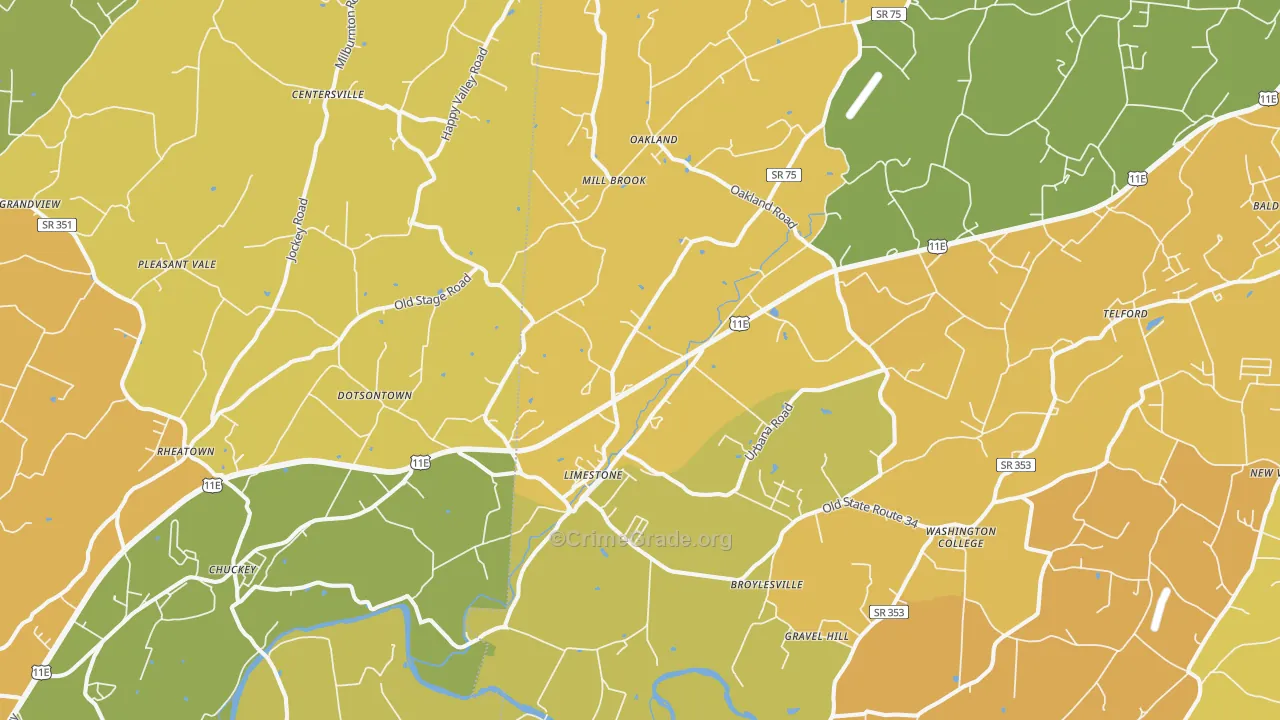 Limestone, TN Map of Burglary Rates