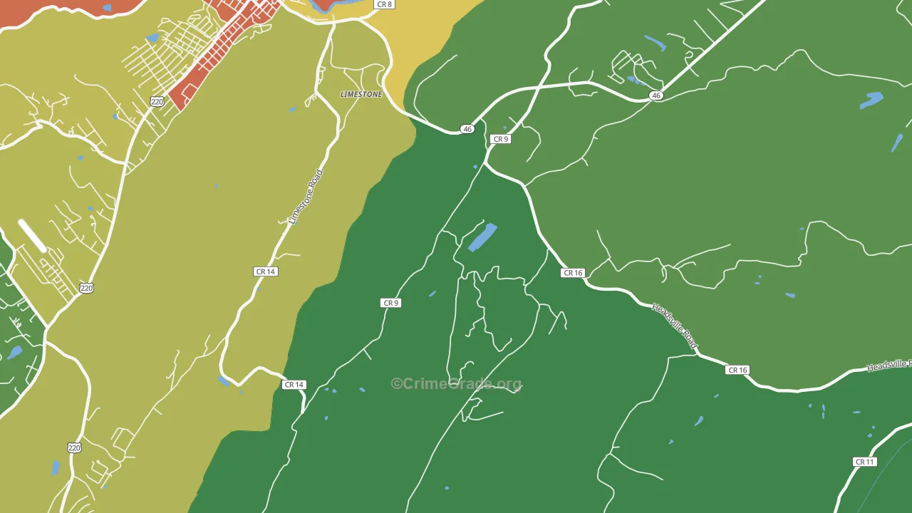 Limestone, WV Map of Burglary Rates
