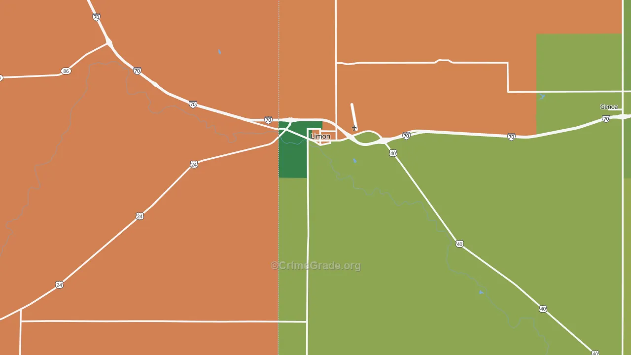Limon, CO Map of Burglary Rates