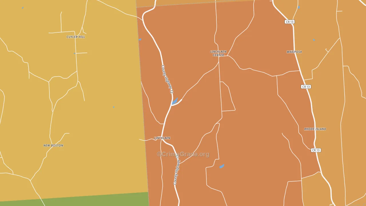 Lincklaen, NY Map of Burglary Rates