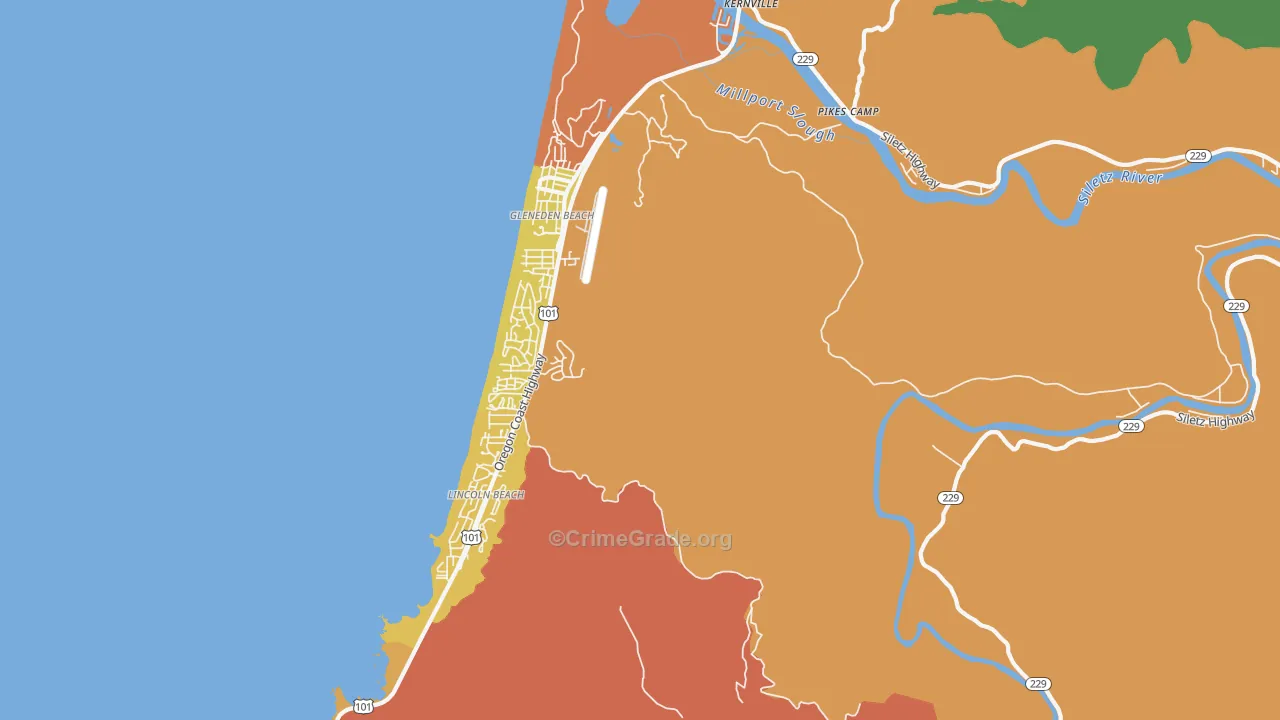 Lincoln Beach, OR Map of Burglary Rates