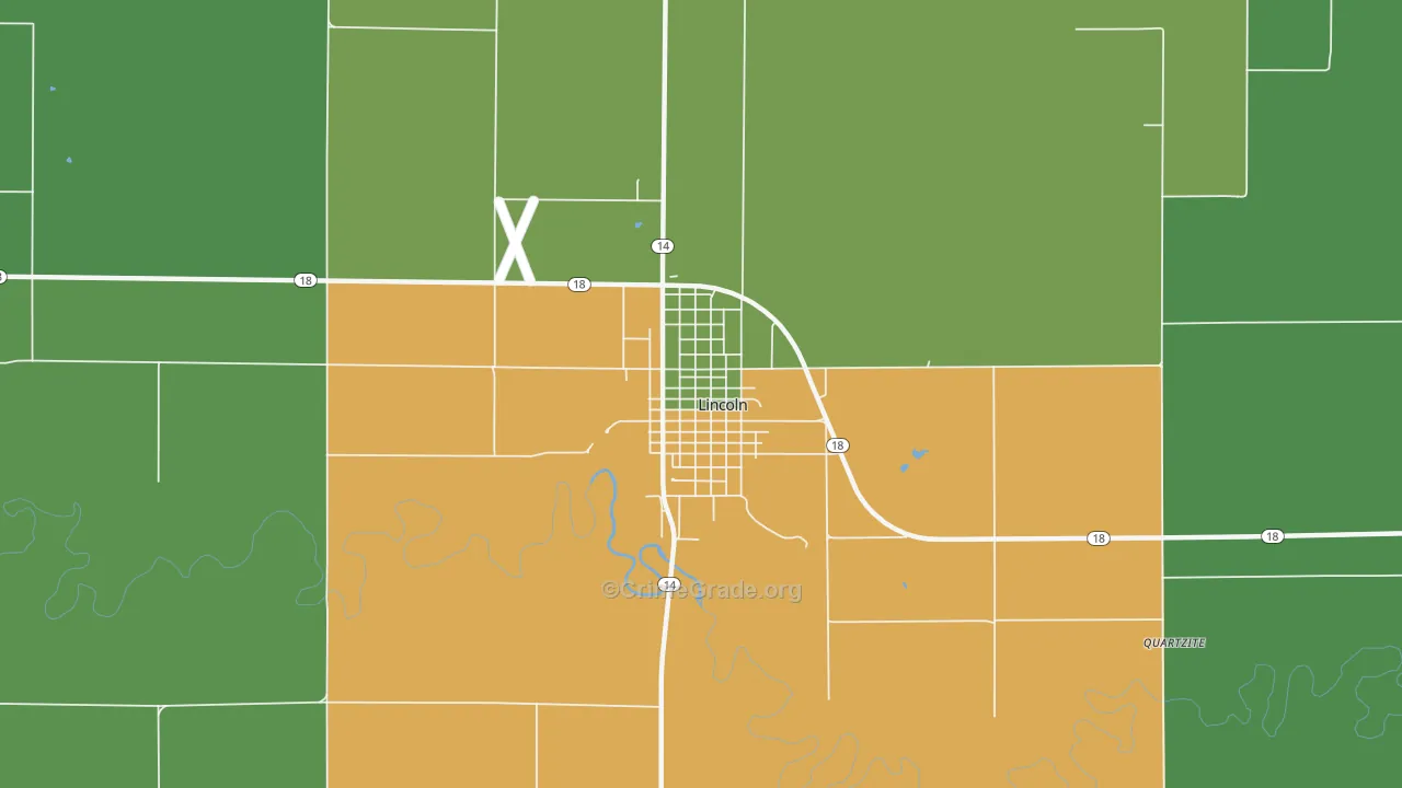 Lincoln Center, KS Map of Burglary Rates