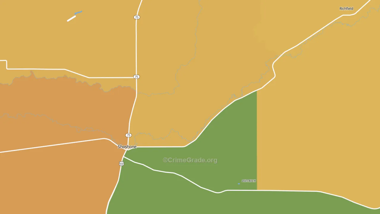 Lincoln County, ID Map of Burglary Rates