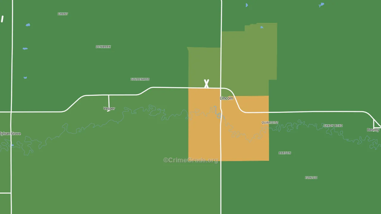 Lincoln County, KS Map of Burglary Rates