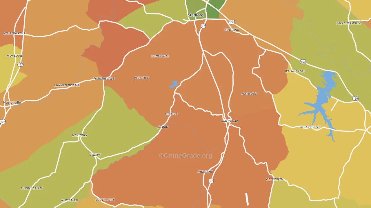Lincoln County, KY Map of Burglary Rates