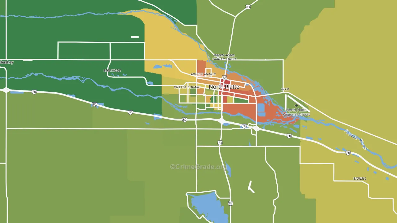 Lincoln County, NE Map of Burglary Rates