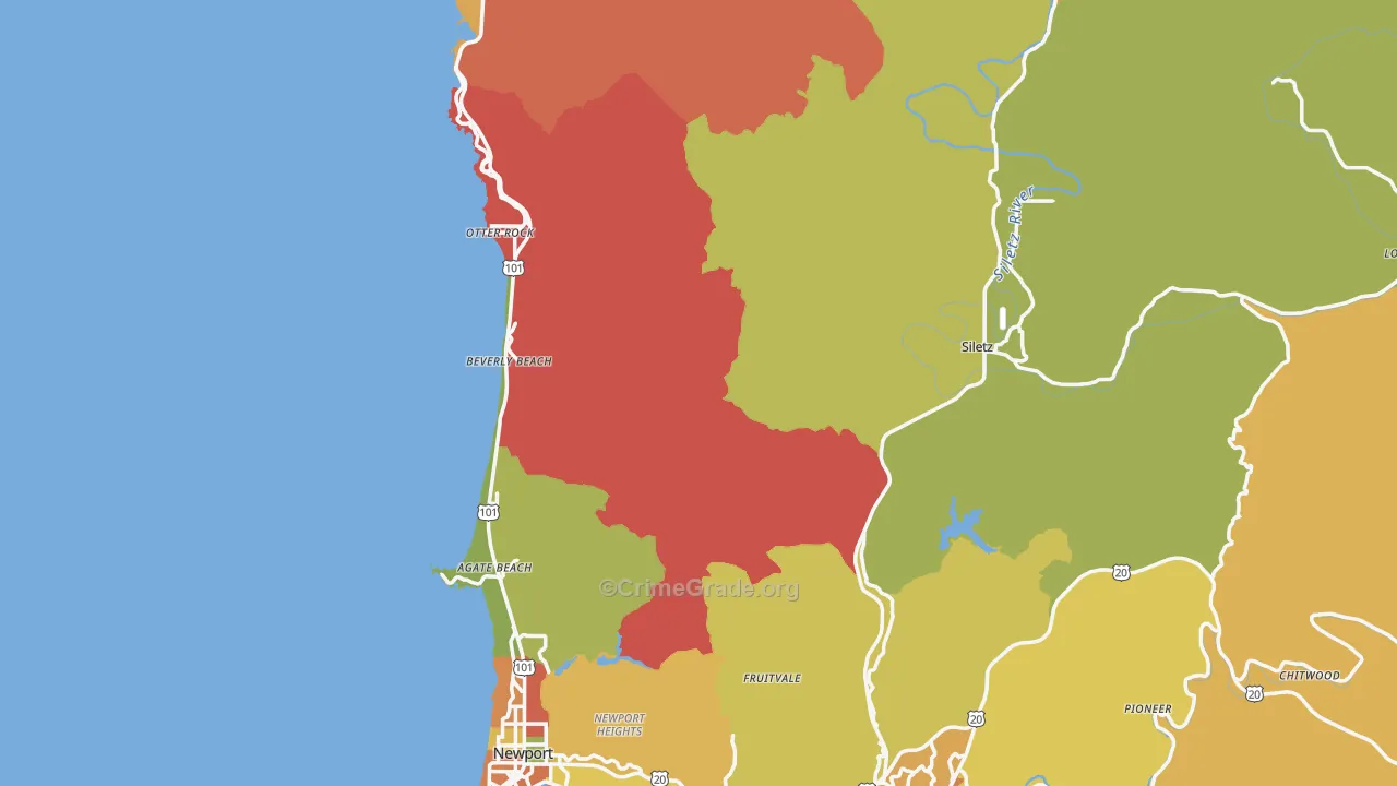Lincoln County, OR Map of Burglary Rates