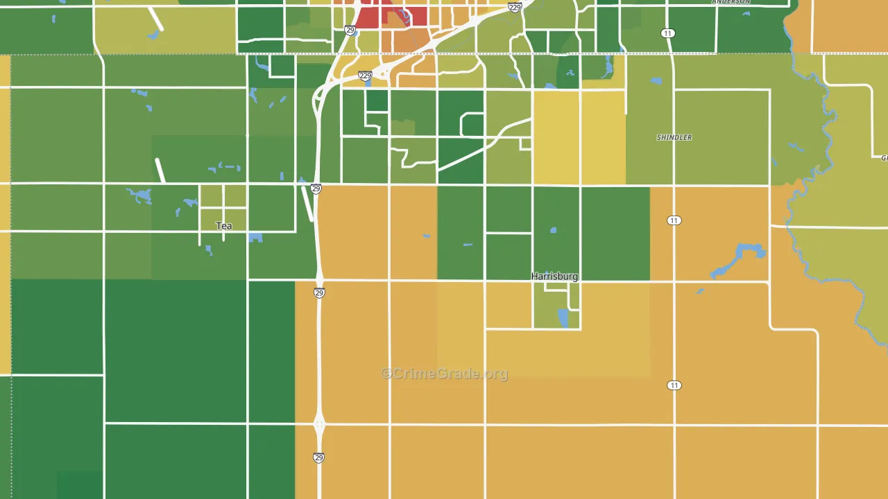 Lincoln County, SD Map of Burglary Rates