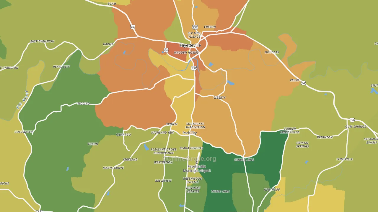 Lincoln County, TN Map of Burglary Rates