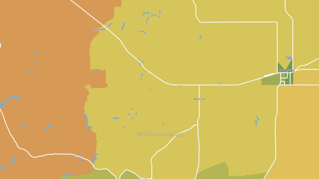 Lincoln County, WA Map of Burglary Rates