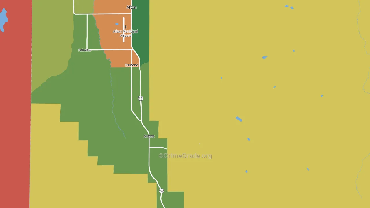 Lincoln County, WY Map of Burglary Rates
