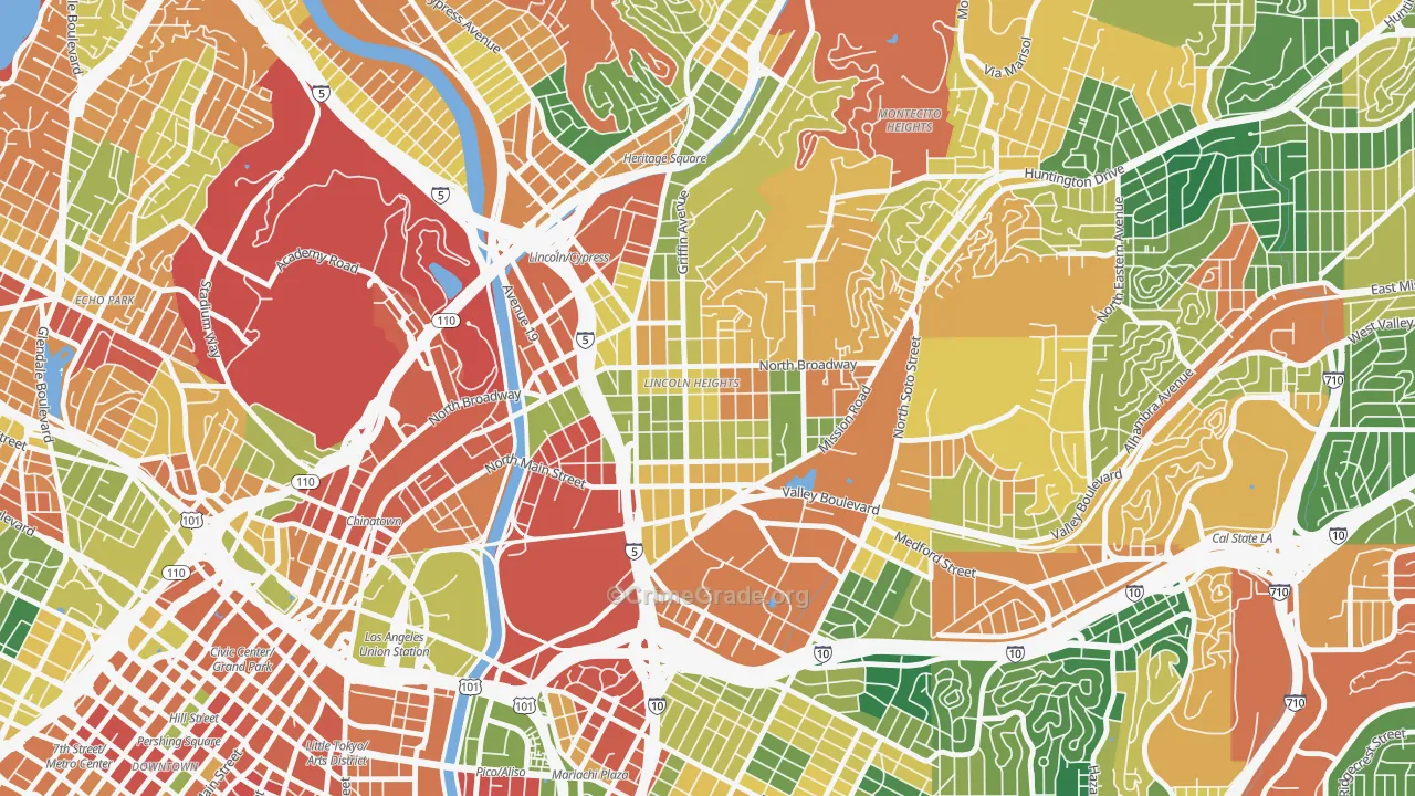 Lincoln Heights, Los Angeles, CA Map of Burglary Rates
