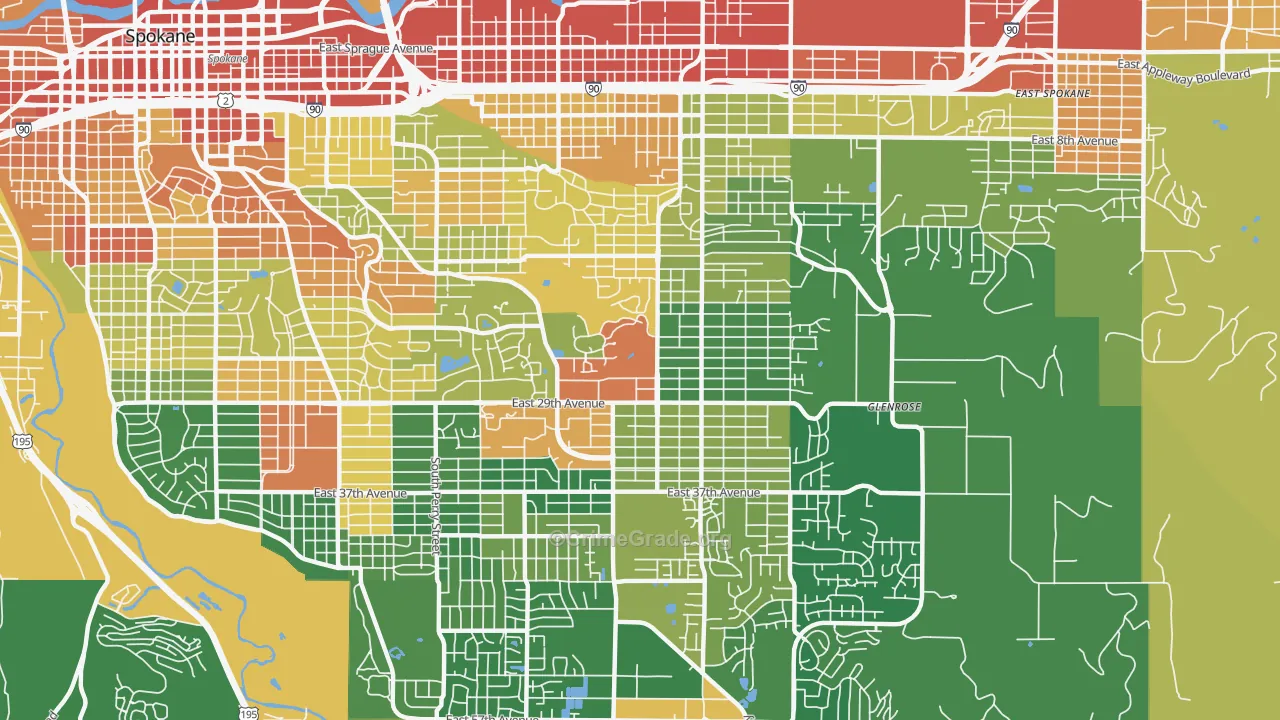 Lincoln Heights, Spokane, WA Map of Burglary Rates