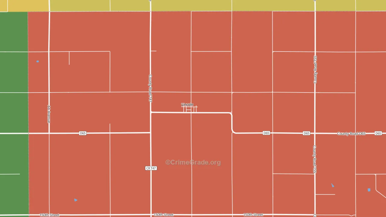 Lincoln, IA Map of Burglary Rates