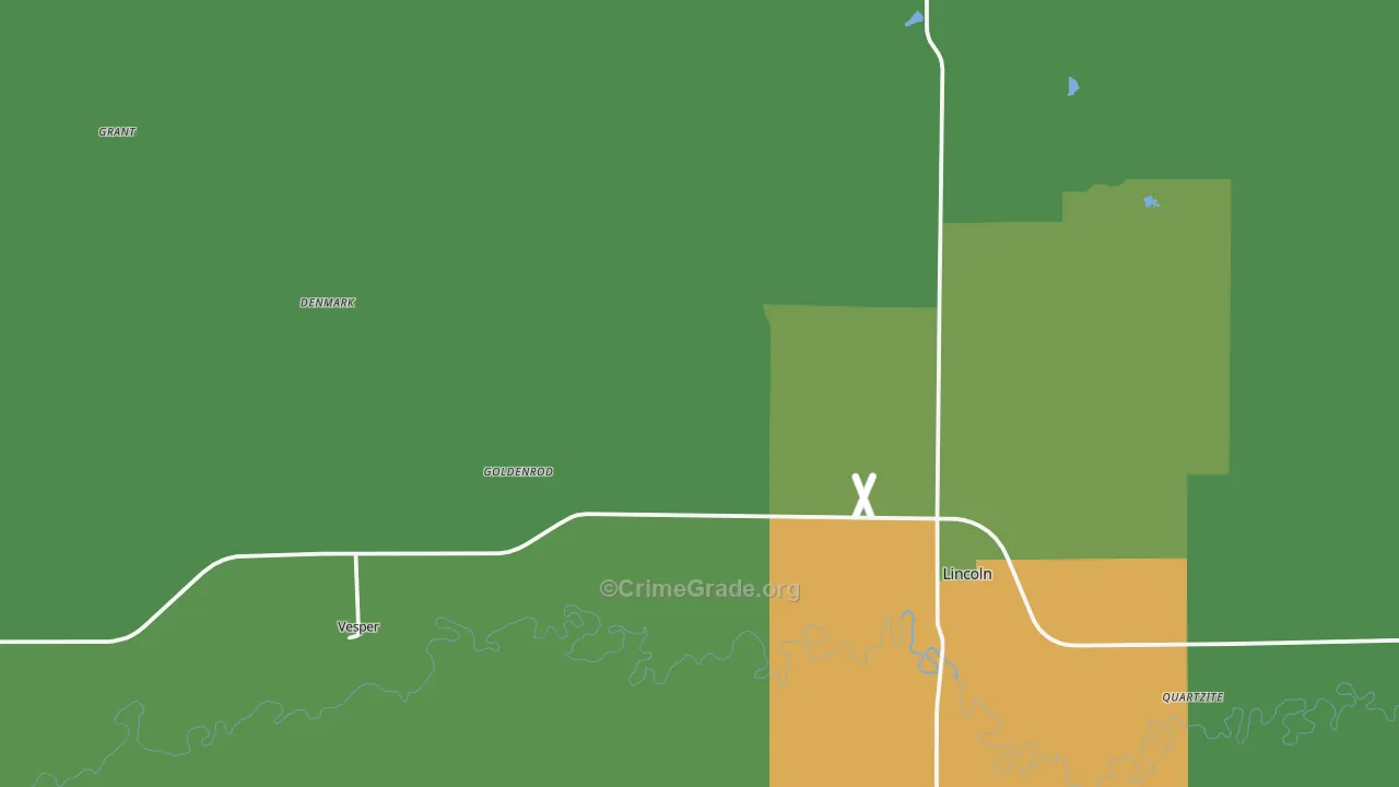 Lincoln, KS Map of Burglary Rates