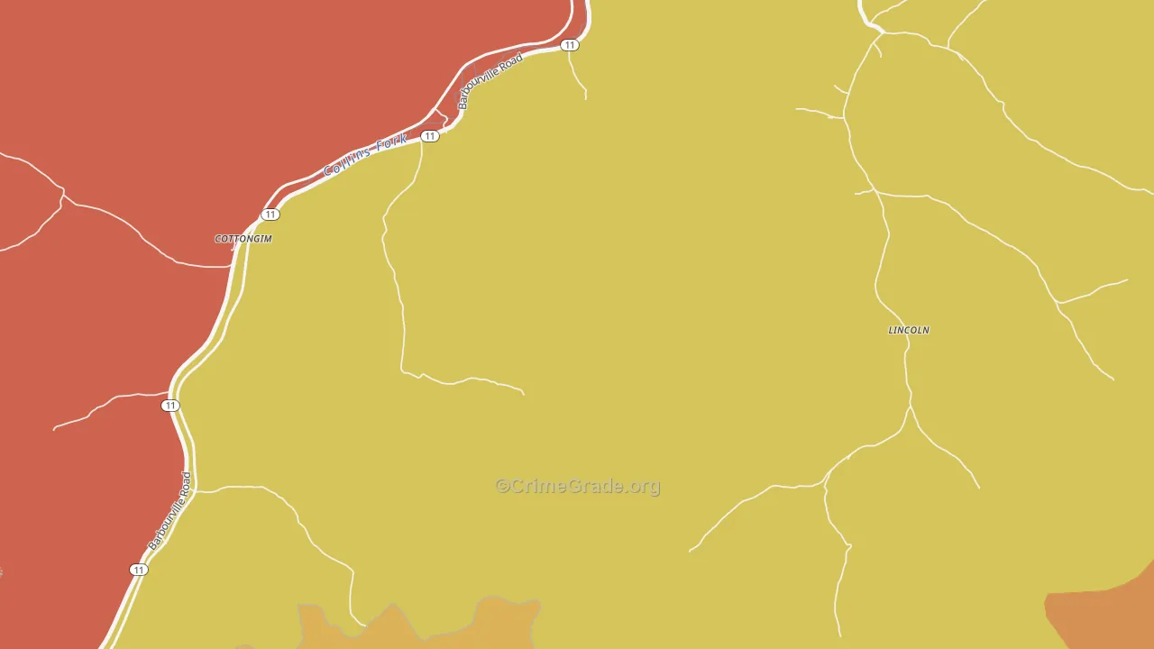 Lincoln, KY Map of Burglary Rates