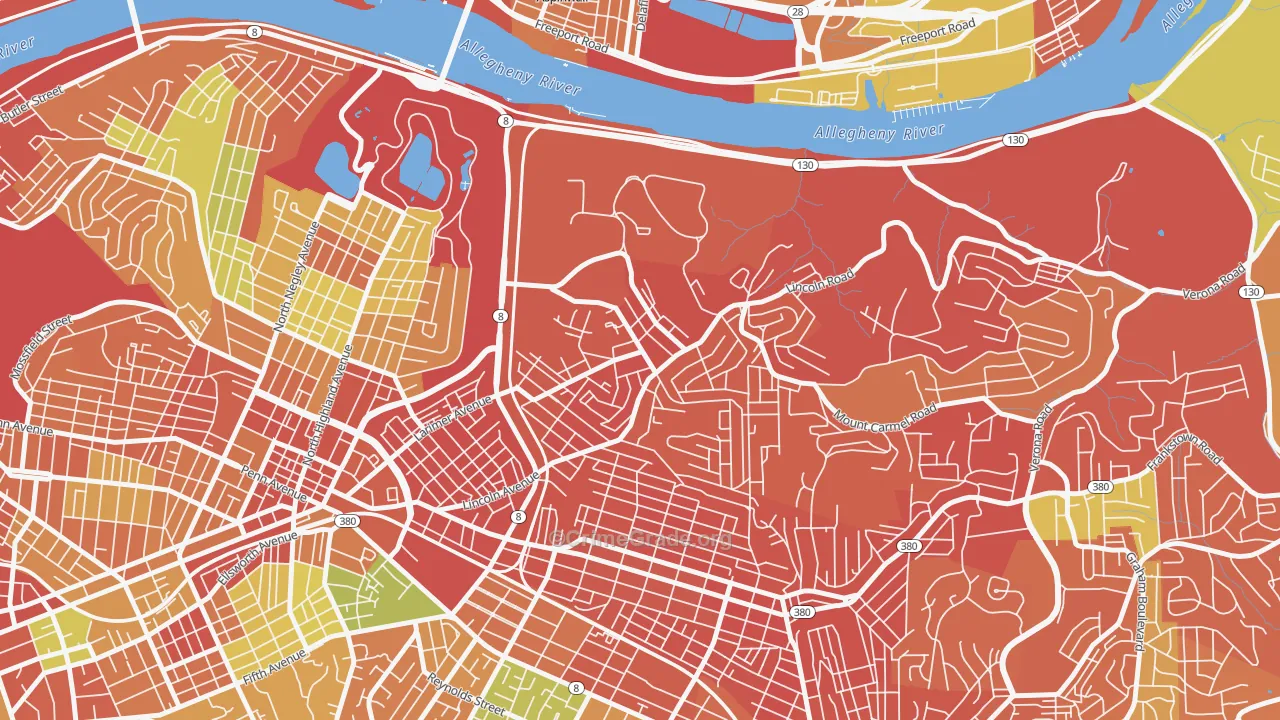 Lincoln-Lemington-Belmar, Pittsburgh, PA Map of Burglary Rates