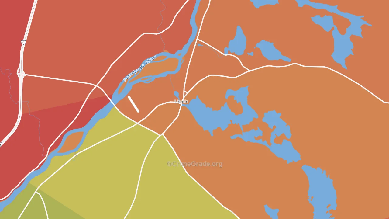 Lincoln, ME Map of Burglary Rates