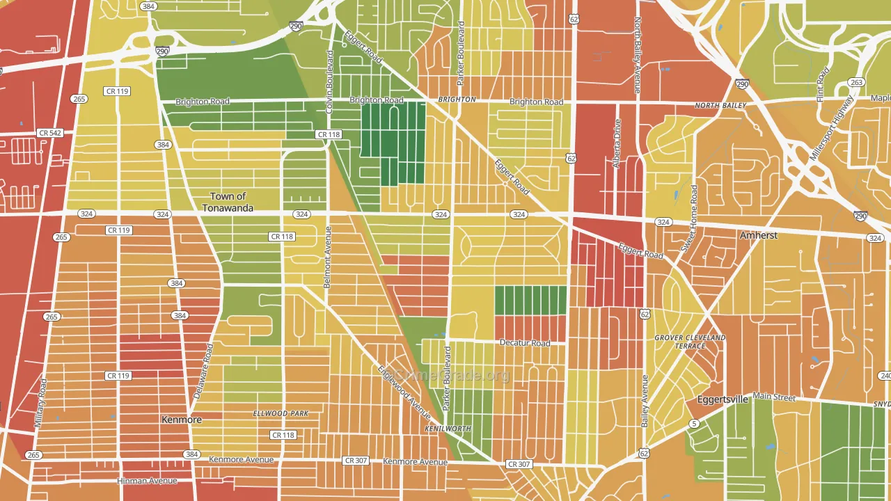 Lincoln Park-Buffalo, Tonawanda, NY Map of Burglary Rates
