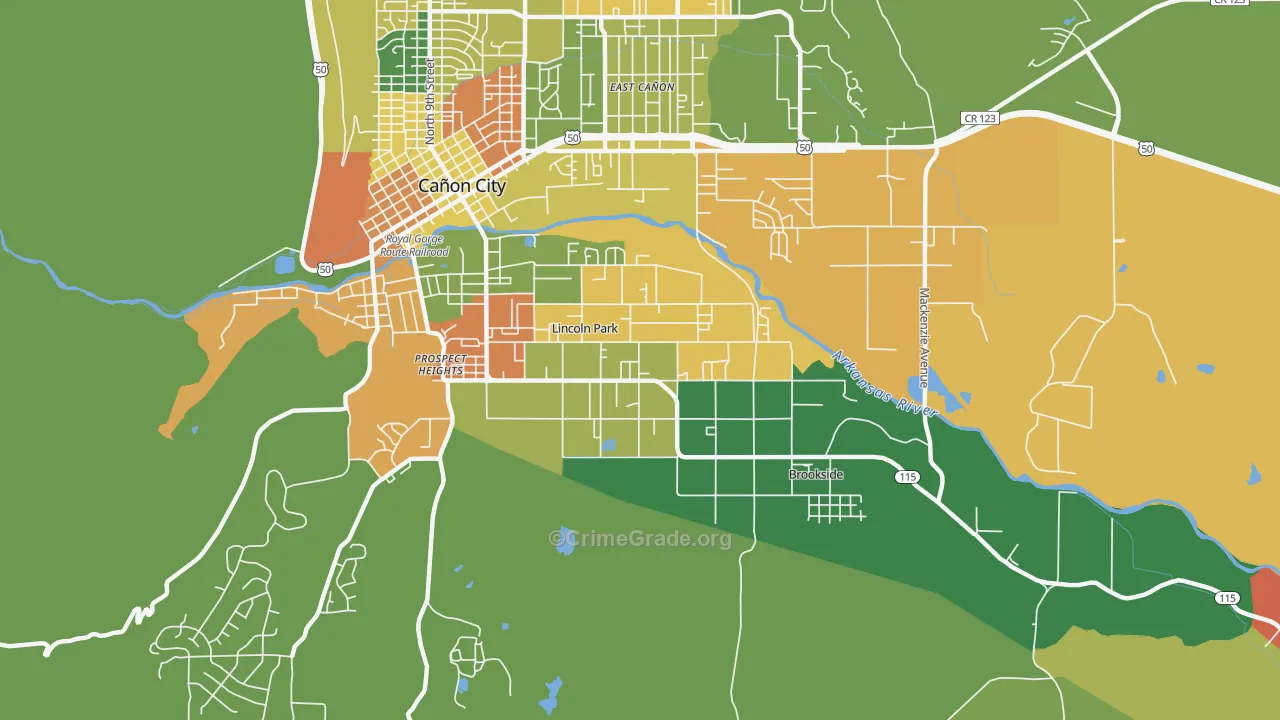 Lincoln Park, CO Map of Burglary Rates