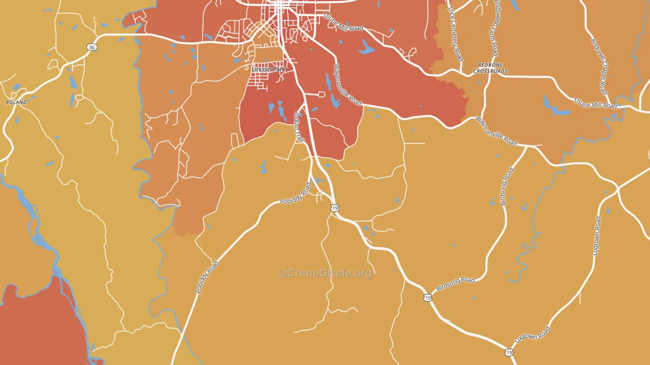 Lincoln Park, GA Map of Burglary Rates
