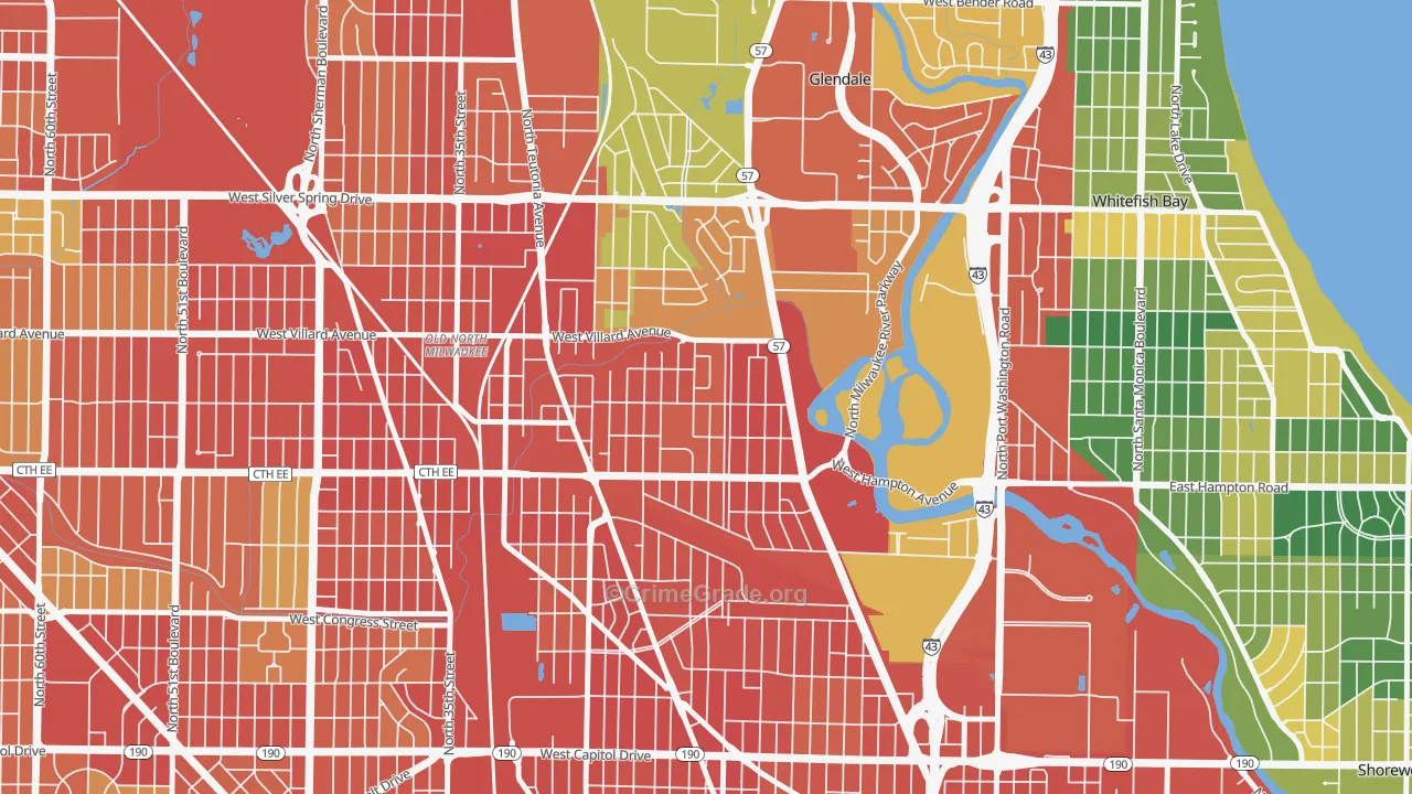Lincoln Park, Milwaukee, WI Map of Burglary Rates