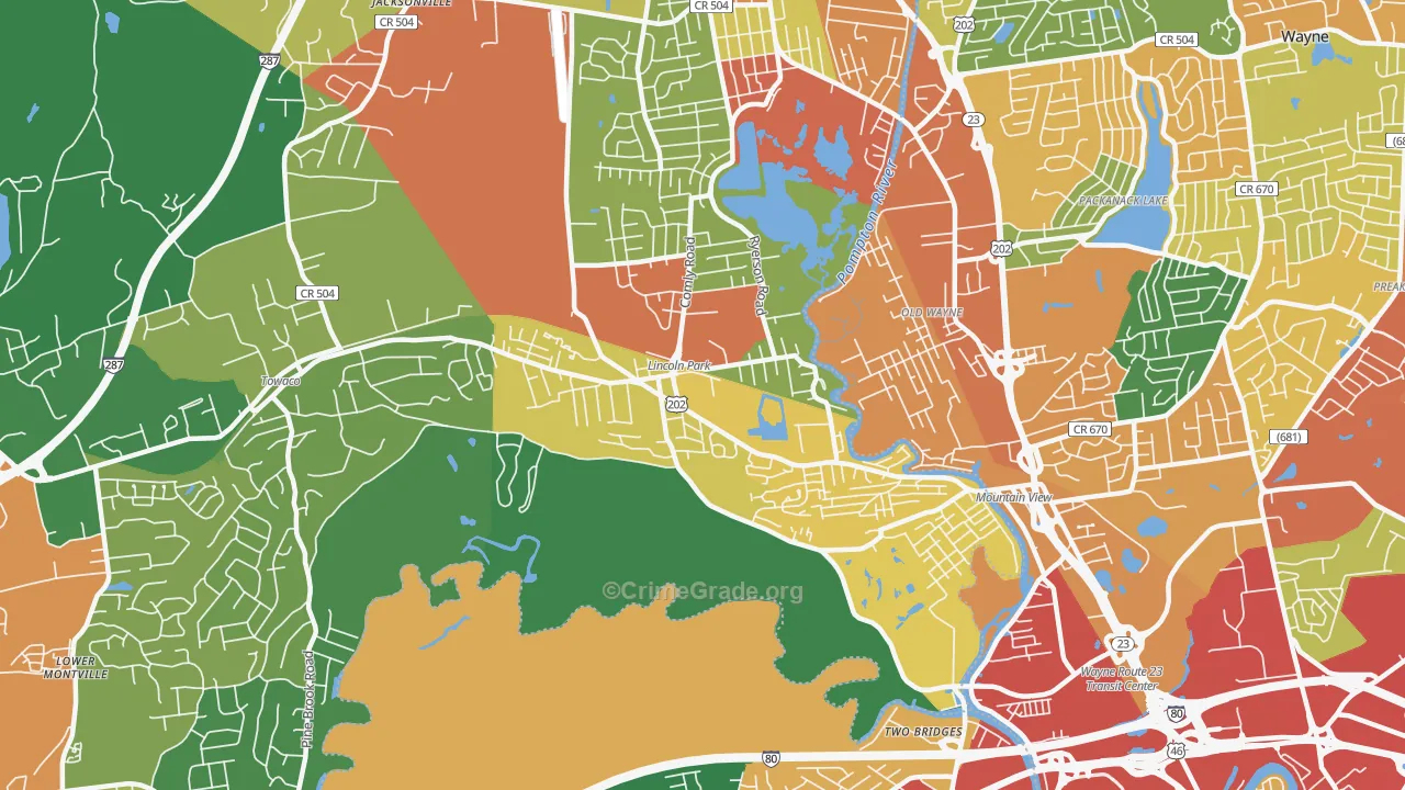 Lincoln Park, NJ Map of Burglary Rates