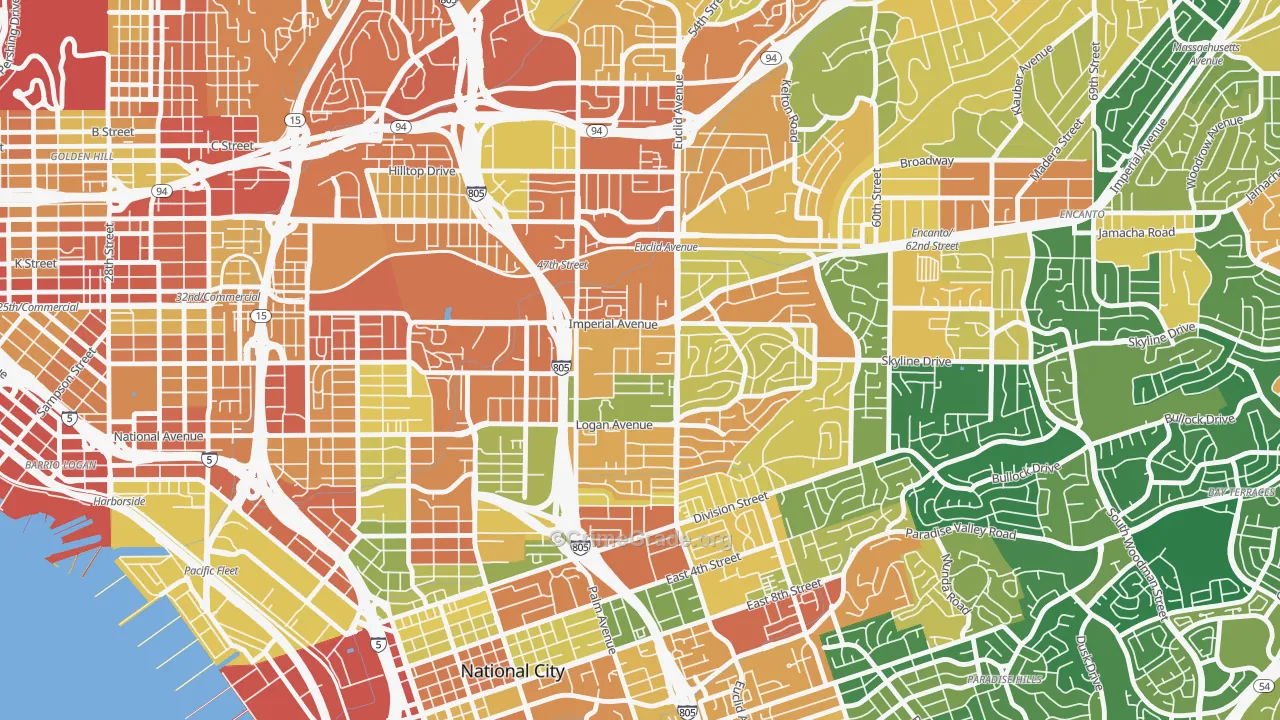 Lincoln Park, San Diego, CA Map of Burglary Rates