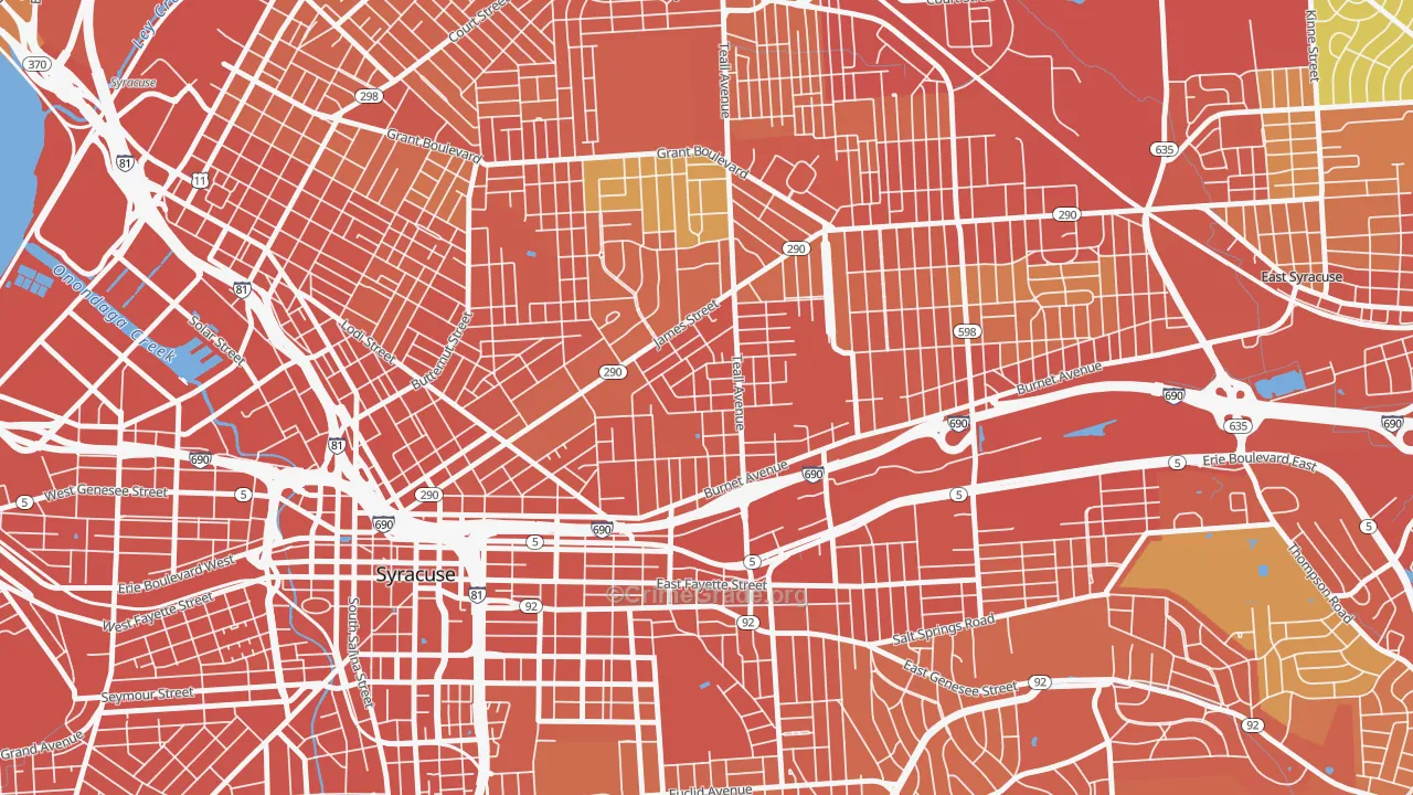 Lincoln Park-Syracuse, Syracuse, NY Map of Burglary Rates