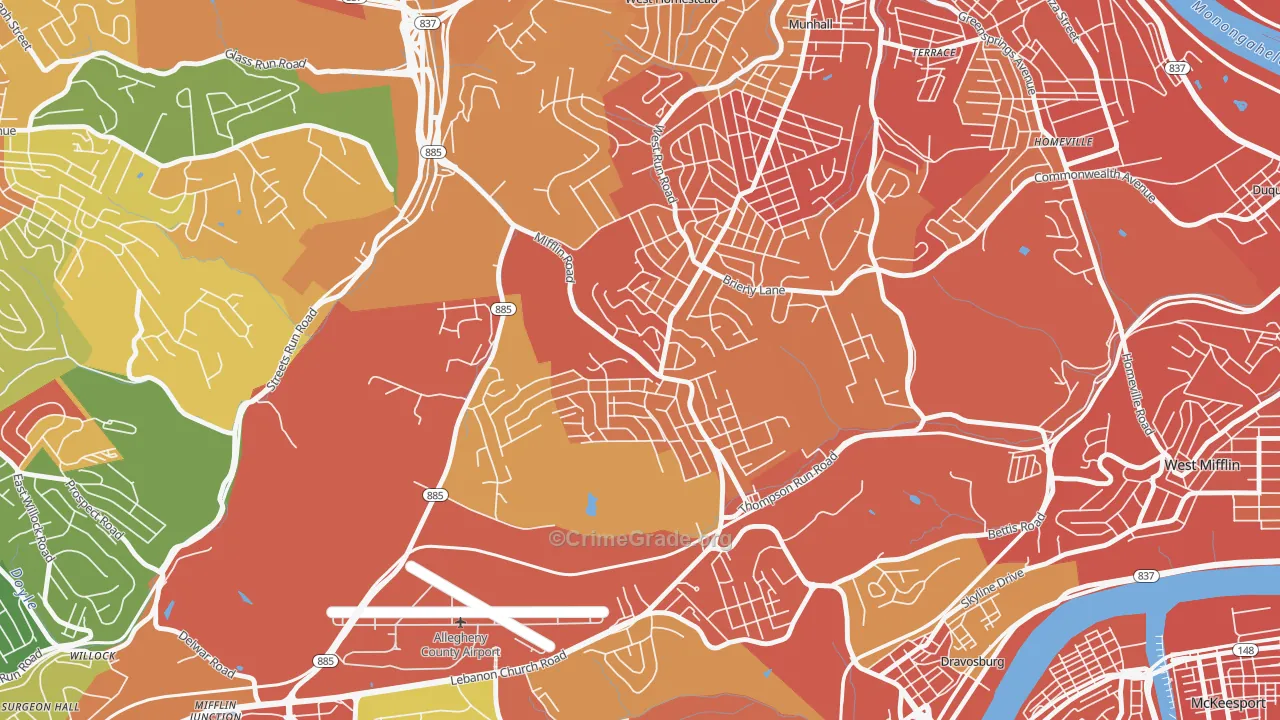 Lincoln Place, Pittsburgh, PA Map of Burglary Rates