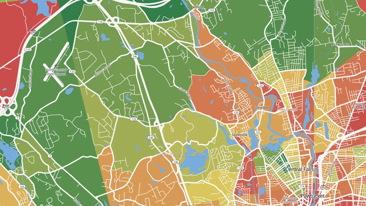 Lincoln, RI Map of Burglary Rates