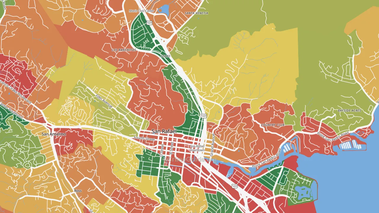 Lincoln, San Rafael, CA Map of Burglary Rates