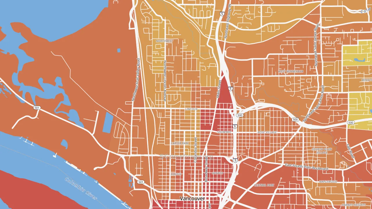 Lincoln, Vancouver, WA Map of Burglary Rates