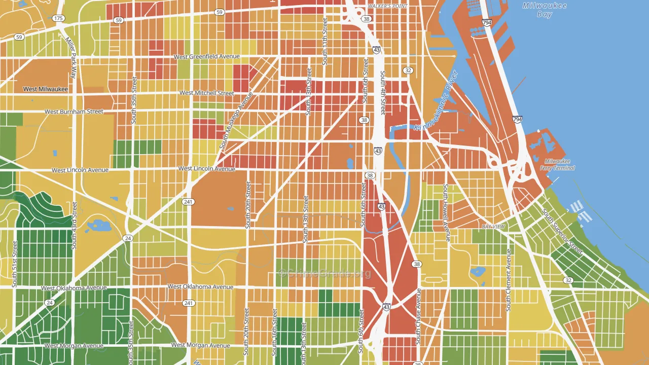 Lincoln Village, Milwaukee, WI Map of Burglary Rates