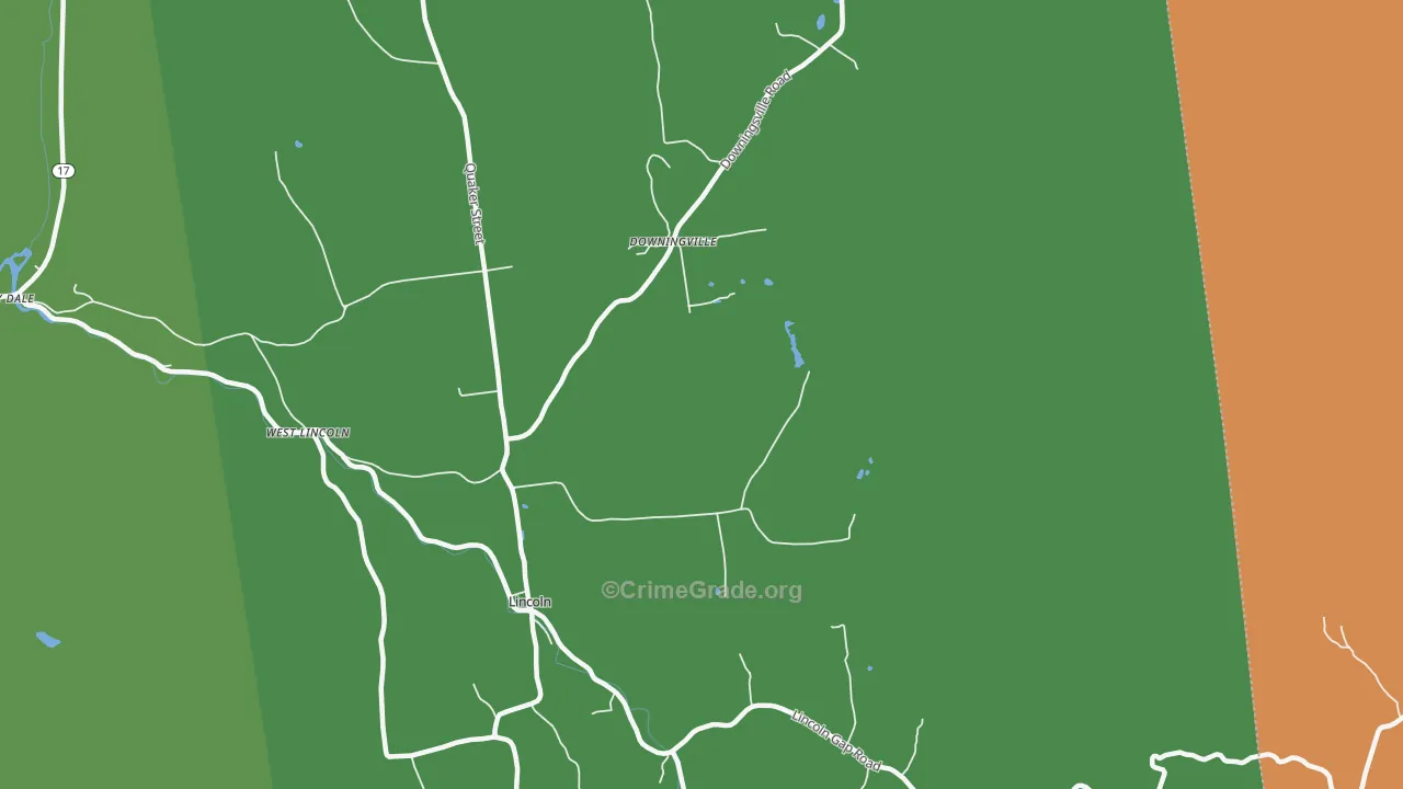 Lincoln, VT Map of Burglary Rates