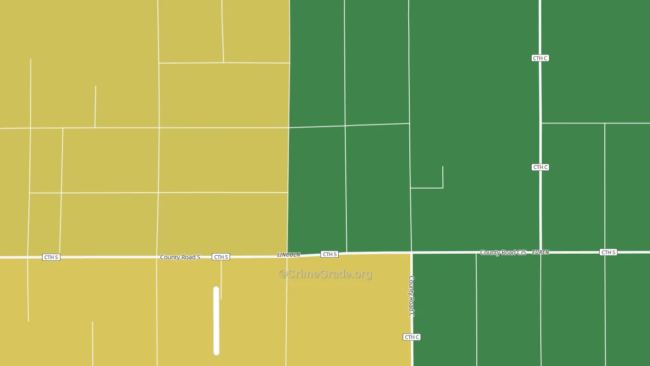 Lincoln, WI Map of Burglary Rates