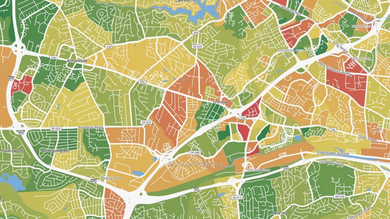 Lincolnia, VA Map of Burglary Rates