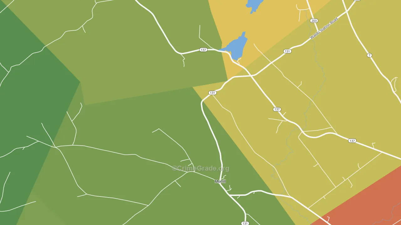 Lincolnville Center, ME Map of Burglary Rates