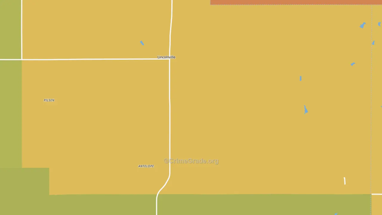 Lincolnville, KS Map of Burglary Rates