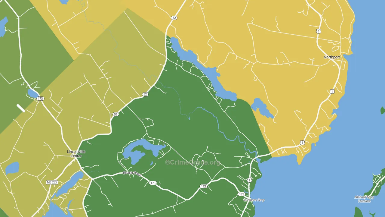 Lincolnville, ME Map of Burglary Rates