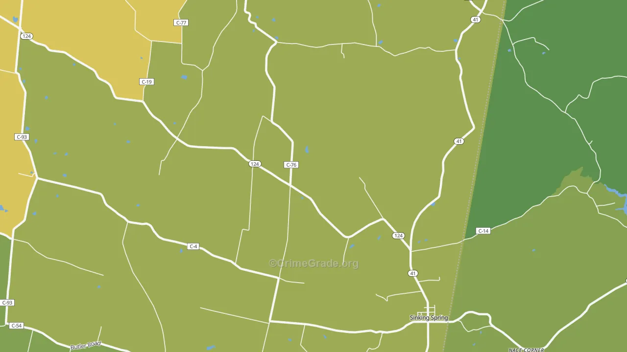 Lincolnville, OH Map of Burglary Rates