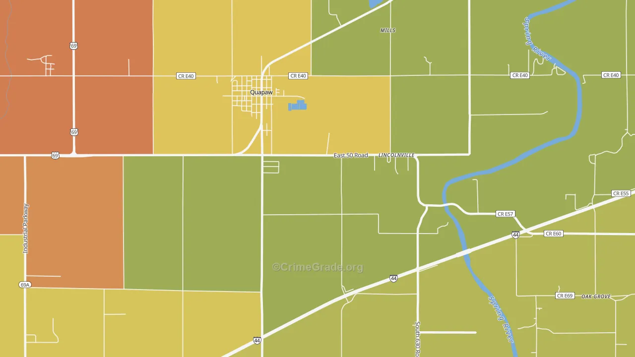 Lincolnville, OK Map of Burglary Rates
