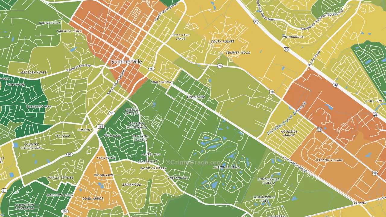 Lincolnville, SC Map of Burglary Rates