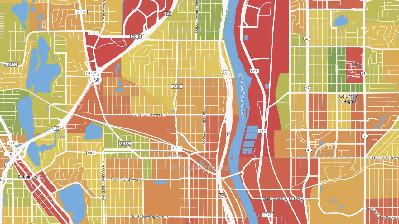 Lind-Bohanon, Minneapolis, MN Map of Burglary Rates