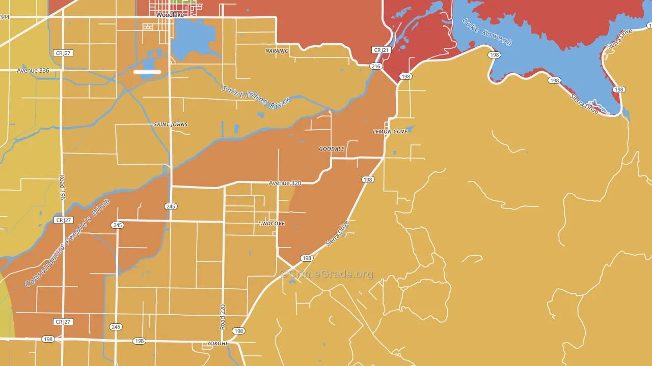 Lind Cove, CA Map of Burglary Rates