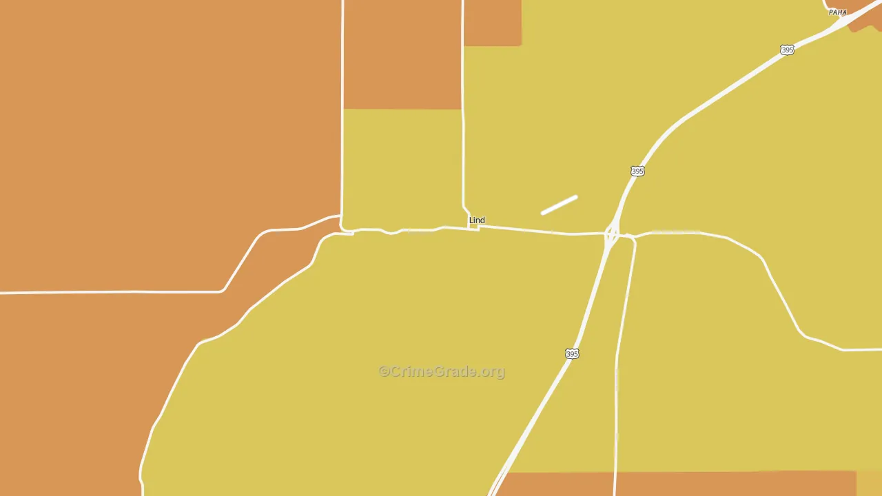 Lind, WA Map of Burglary Rates