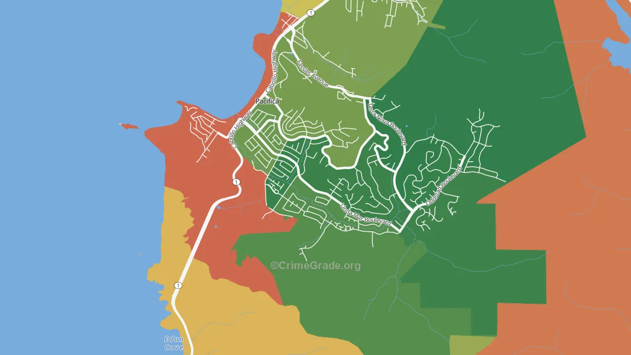 Linda Mar, Pacifica, CA Map of Burglary Rates