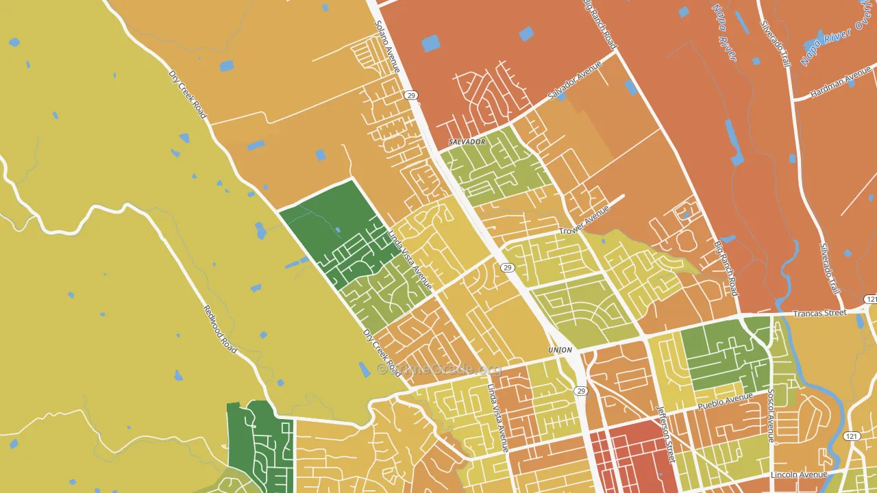 Linda Vista-San Francisco, Napa, CA Map of Burglary Rates
