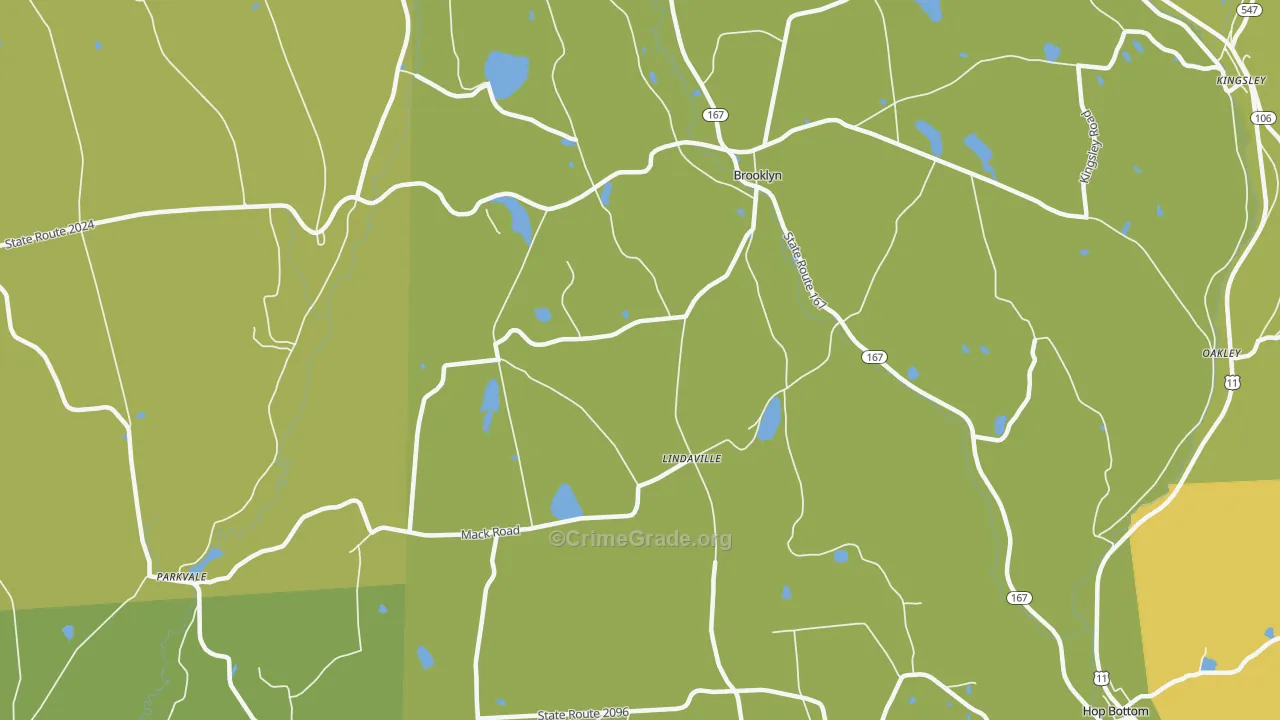 Lindaville, PA Map of Burglary Rates